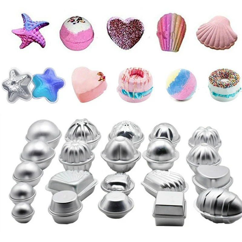 Bath Bomb Mold - 1 คู่ระเบิดแม่พิมพ์อลูมิเนียมเกลือบอลแม่พิมพ์สําหรับสบู่โฮมเมด DIY ชุดว่ายน้ําช็อกโกแลตเค้กพุดดิ้งทําเครื่องมือ