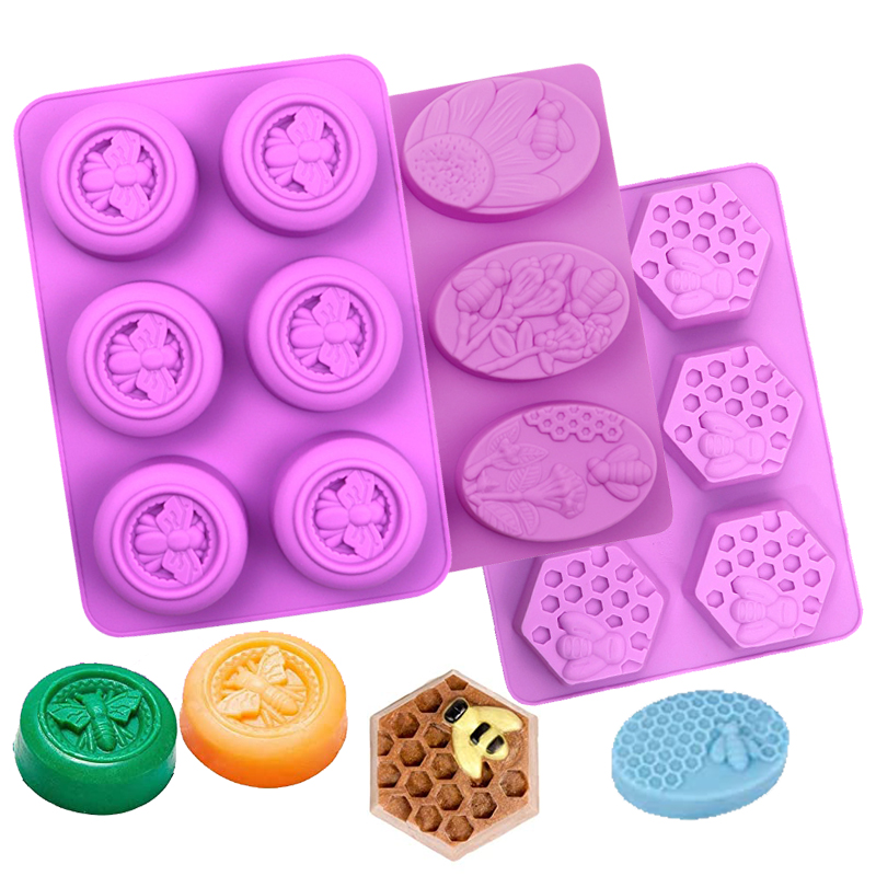 Bath Bomb Mold - รังผึ้งสบู่แม่พิมพ์ 3D Bumble Beeแสตมป์สําหรับHandmadeโลชั่นบาร์Honeybee WaxละลายBath Bombช็อกโกแลตขนมตกแต่งเครื่องมือ
