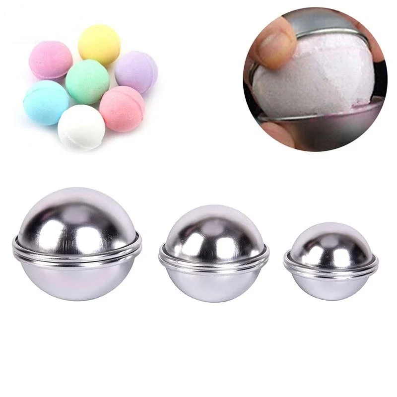 Bath Bomb Mold - DIY ชุดว่ายน้ําเครื่องมืออลูมิเนียมระเบิดแม่พิมพ์ครึ่งวงกลมทรงกลม Bath แม่พิมพ์เกลือ Ball โฮมเมด