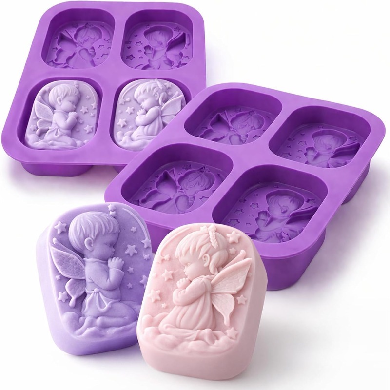 Bath Bomb Mold - แม่พิมพ์ซิลิโคนรูปนางฟ้า สำหรับทำสบู่ ของใช้ทำสบู่ ดีไซน์นางฟ้าอธิษฐาน ทำเทียนแฮนด์เมด โลชั่น